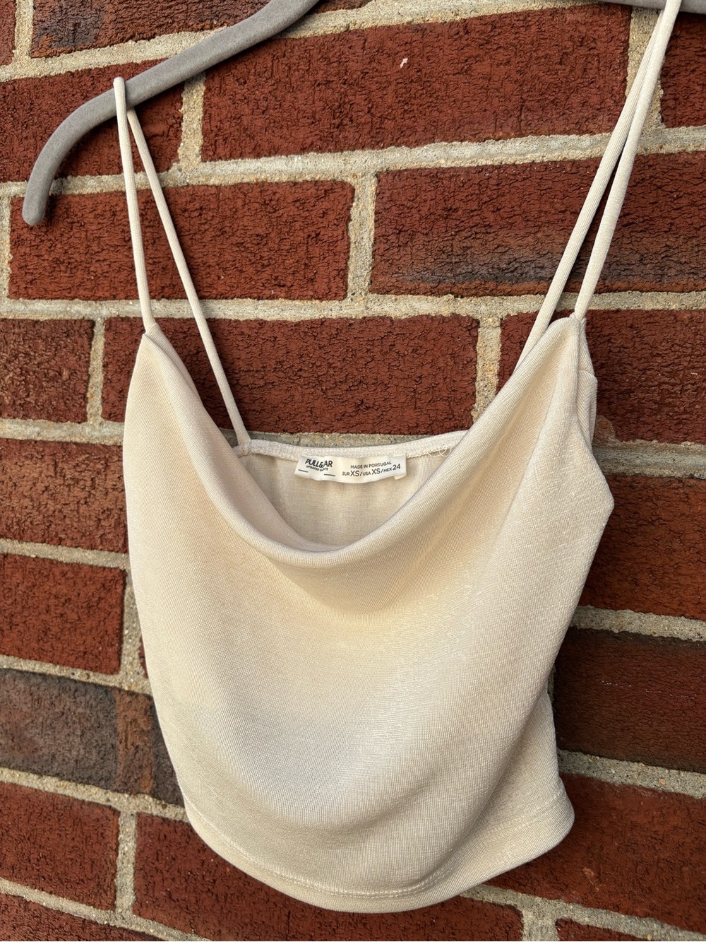 Pull & Bear White Cowl Neck Crop Top Womens XS Y2K Minimalist Cami - Picture 5 of 6